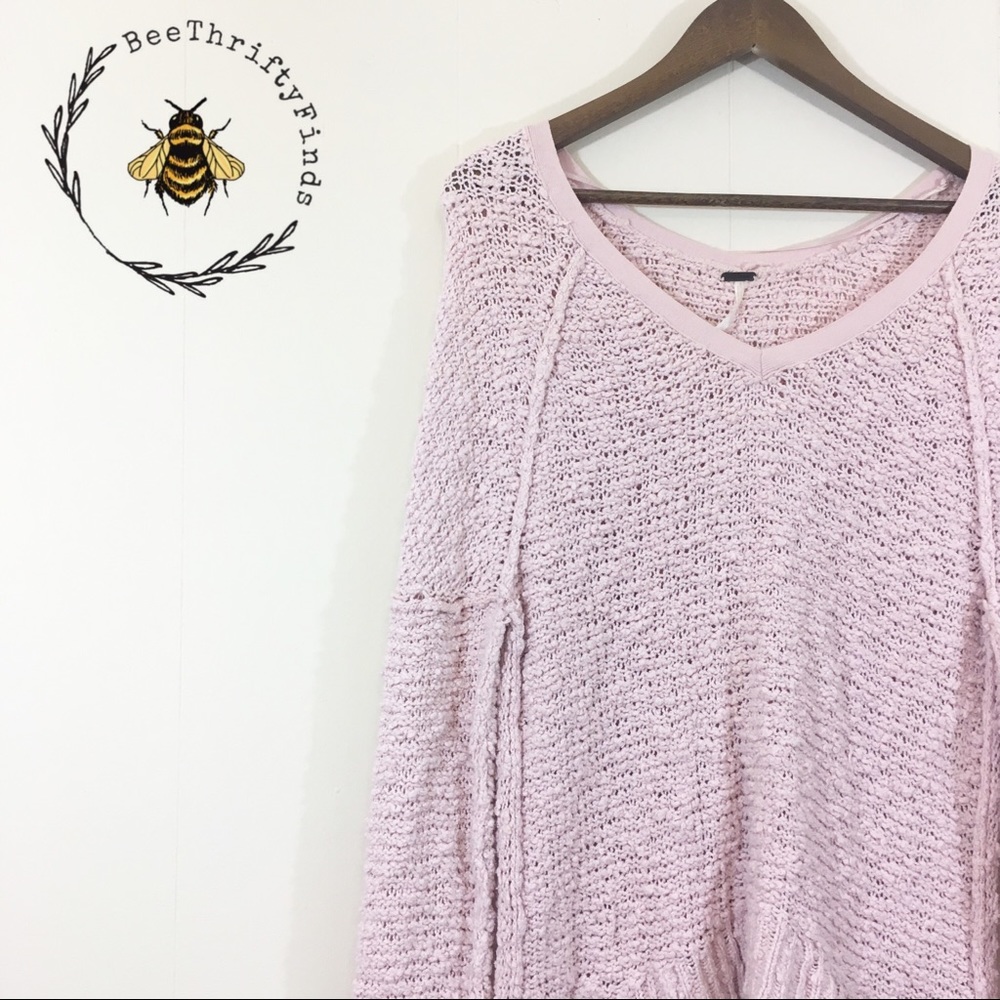 Free People | Oversized Pink Songbird Sweater - Picture 2 of 8